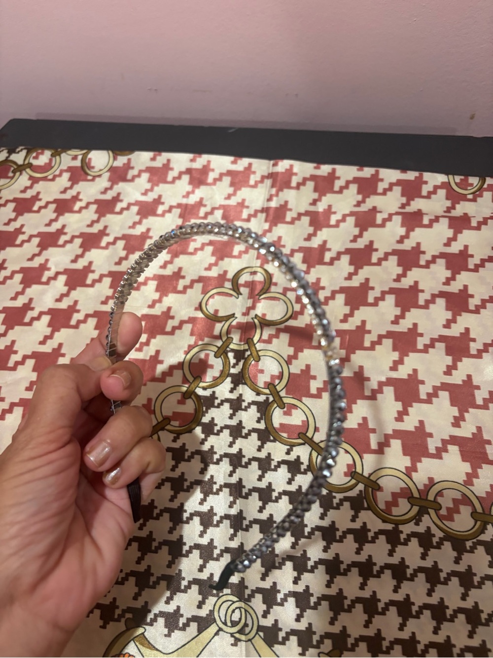 Nicole Miller Silver Crystal Embellished Headband